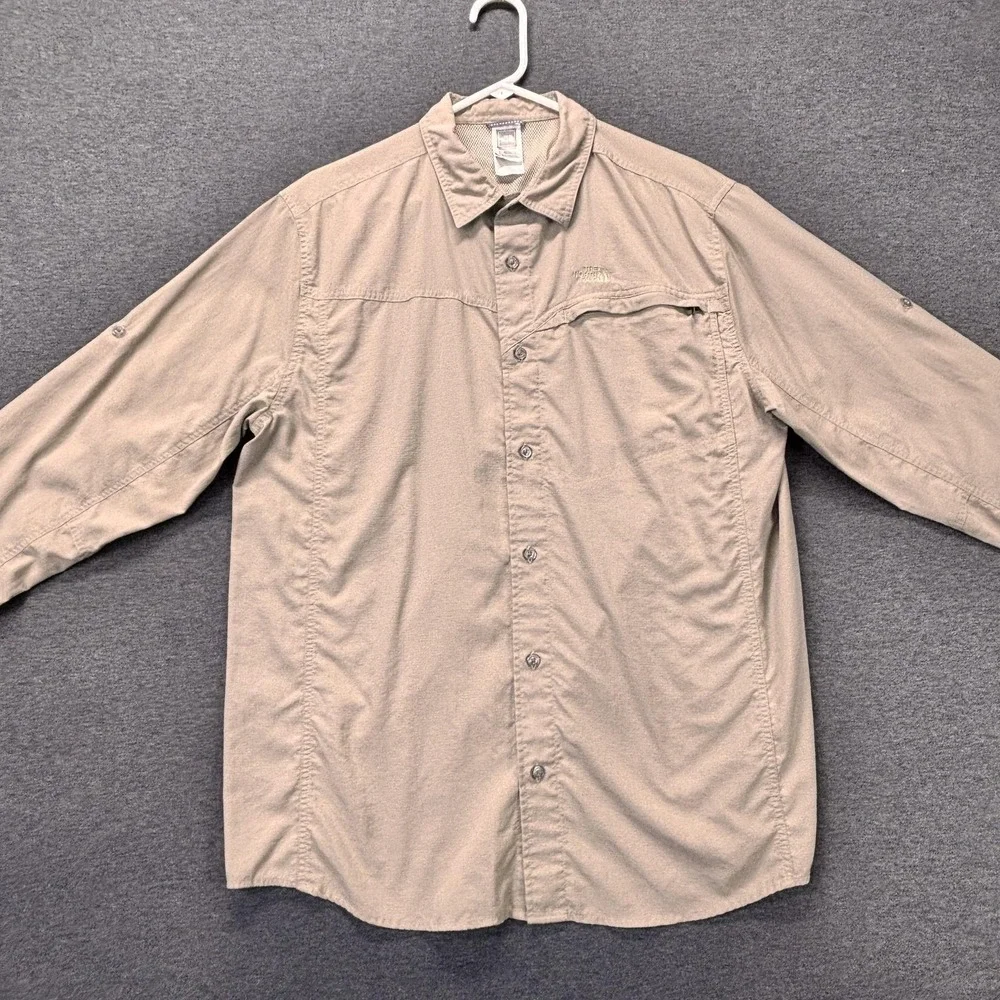 The North Face‎ Shirt Mens XL Beige Nylon Long Sleeve Vented Fishing Outdoor